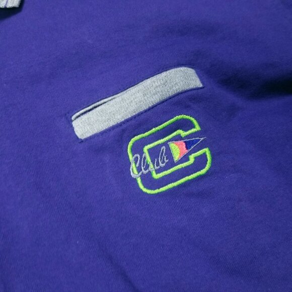 VINTAGE 90s Club Sportswear Polo Mens Large Short Sleeve Purple Made In … - Picture 3 of 9